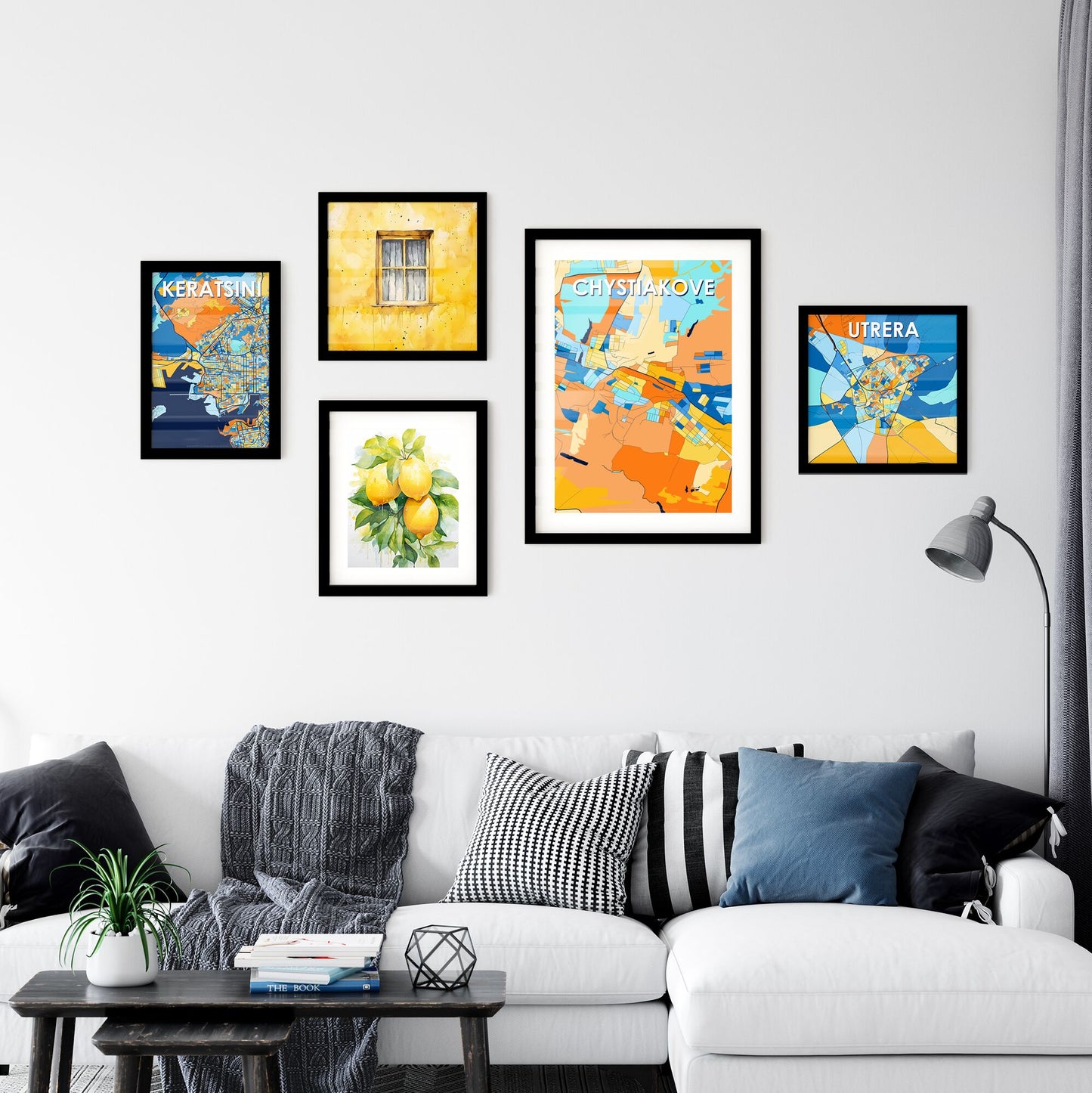 CHYSTIAKOVE UKRAINE Vibrant Colorful Art Map Poster Blue Orange