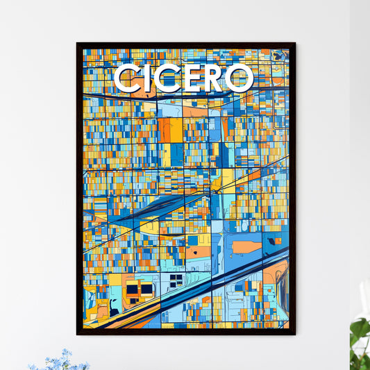 CICERO ILLINOIS Vibrant Colorful Art Map Poster Blue Orange
