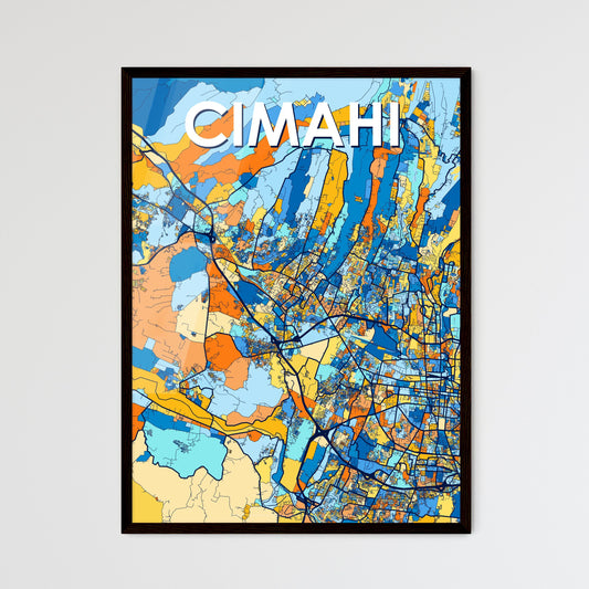 CIMAHI INDONESIA Vibrant Colorful Art Map Poster Blue Orange