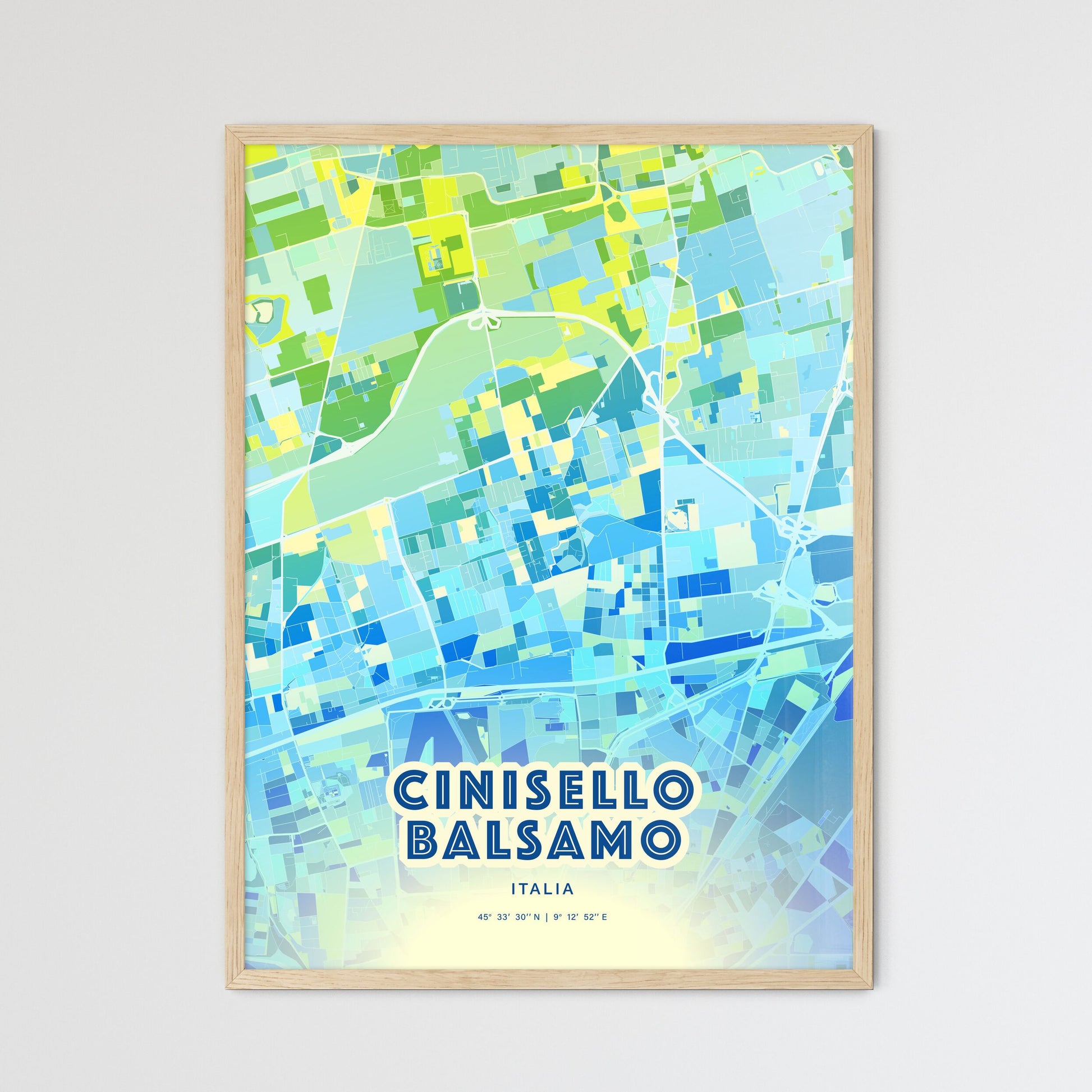 Colorful Cinisello Balsamo Italy Fine Art Map Cool Blue