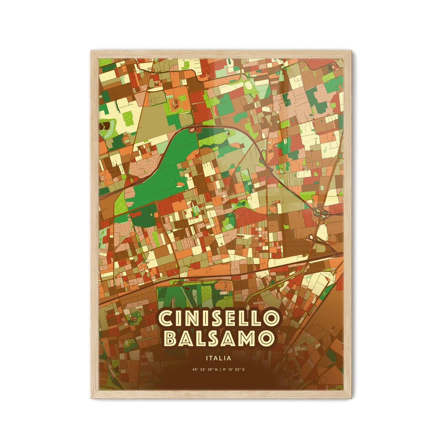 Colorful Cinisello Balsamo Italy Fine Art Map Farmhouse