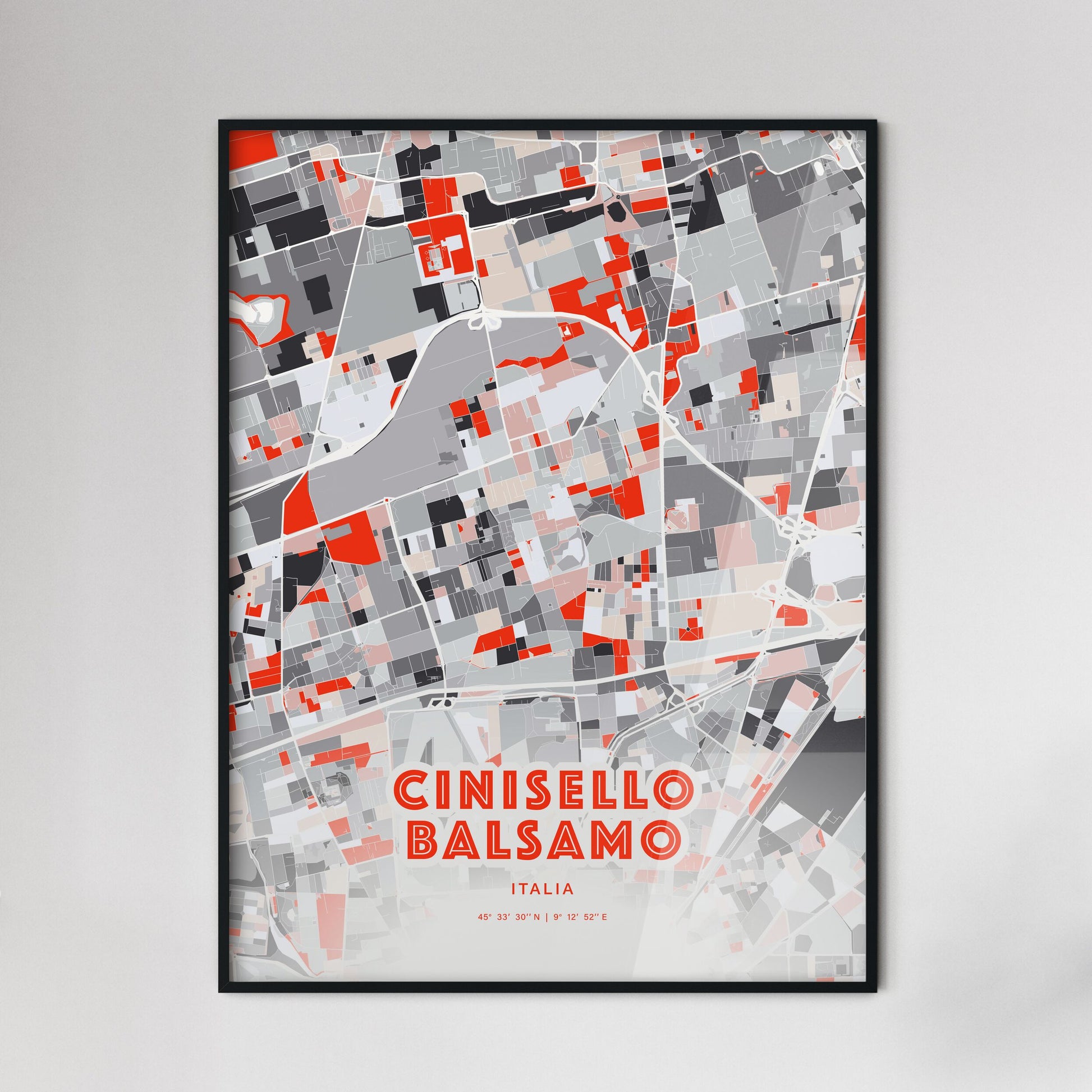 Colorful Cinisello Balsamo Italy Fine Art Map Modern Expressive