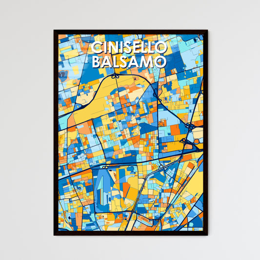 CINISELLO BALSAMO ITALY Vibrant Colorful Art Map Poster Blue Orange