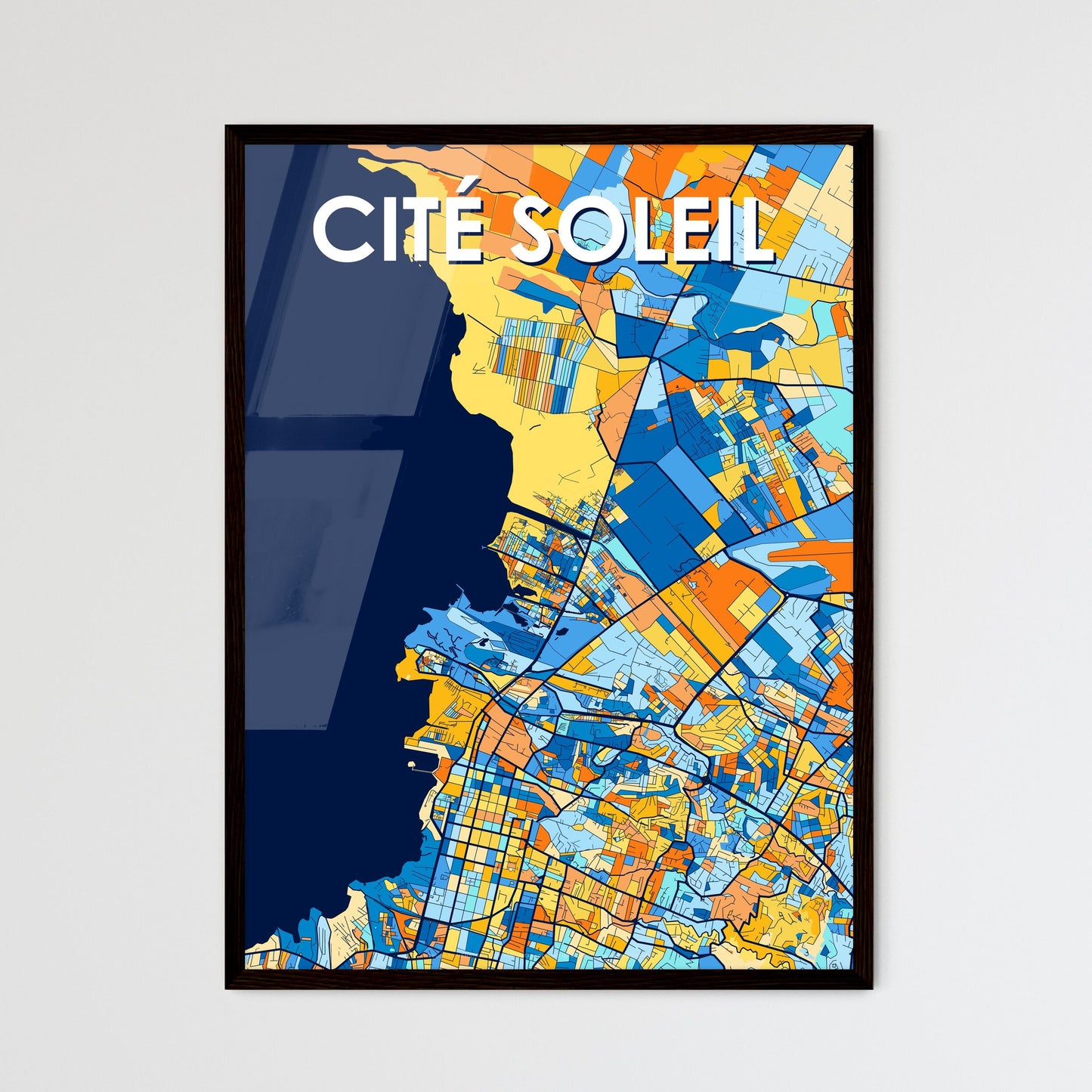 CITÉ SOLEIL HAITI Vibrant Colorful Art Map Poster Blue Orange
