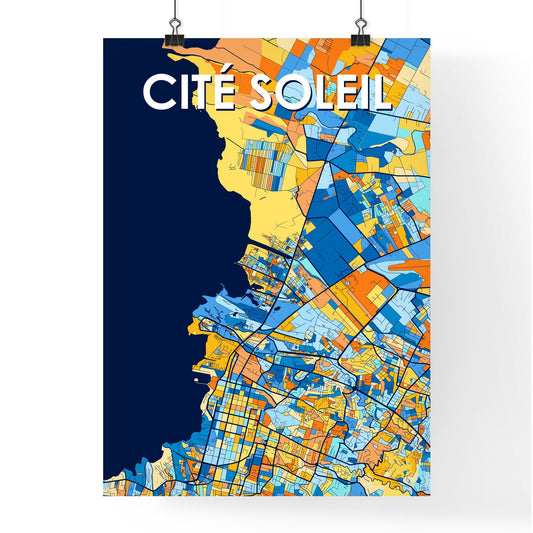 CITÉ SOLEIL HAITI Vibrant Colorful Art Map Poster Blue Orange
