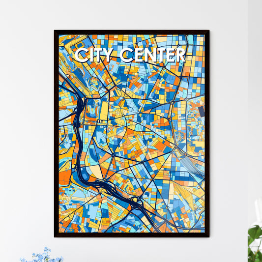 CITY CENTER SPAIN Vibrant Colorful Art Map Poster Blue Orange