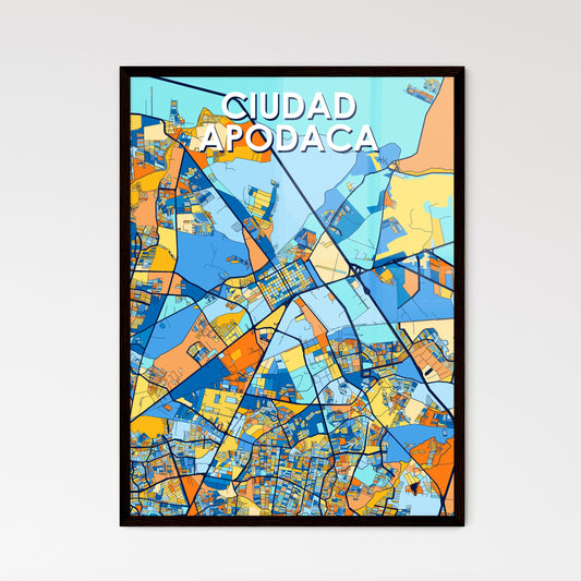 CIUDAD APODACA MEXICO Vibrant Colorful Art Map Poster Blue Orange