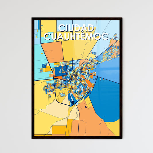 CIUDAD CUAUHTÉMOC MEXICO Vibrant Colorful Art Map Poster Blue Orange