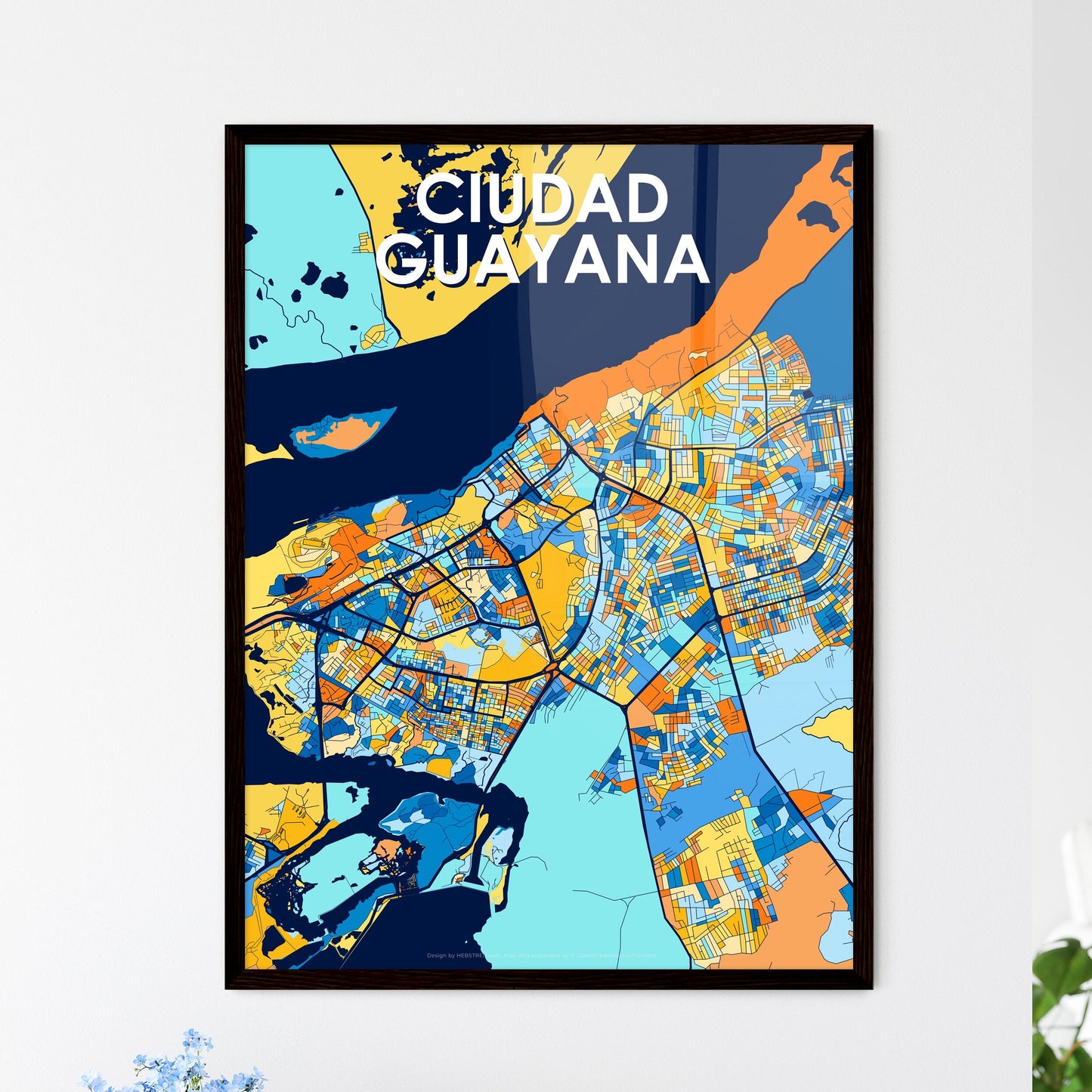 CIUDAD GUAYANA VENEZUELA Vibrant Colorful Art Map Poster Blue Orange