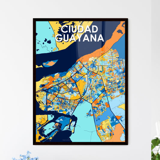CIUDAD GUAYANA VENEZUELA Vibrant Colorful Art Map Poster Blue Orange