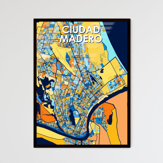 CIUDAD MADERO MEXICO Vibrant Colorful Art Map Poster Blue Orange
