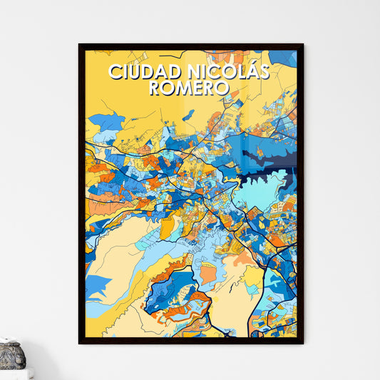 CIUDAD NICOLÁS ROMERO MEXICO Vibrant Colorful Art Map Poster Blue Orange