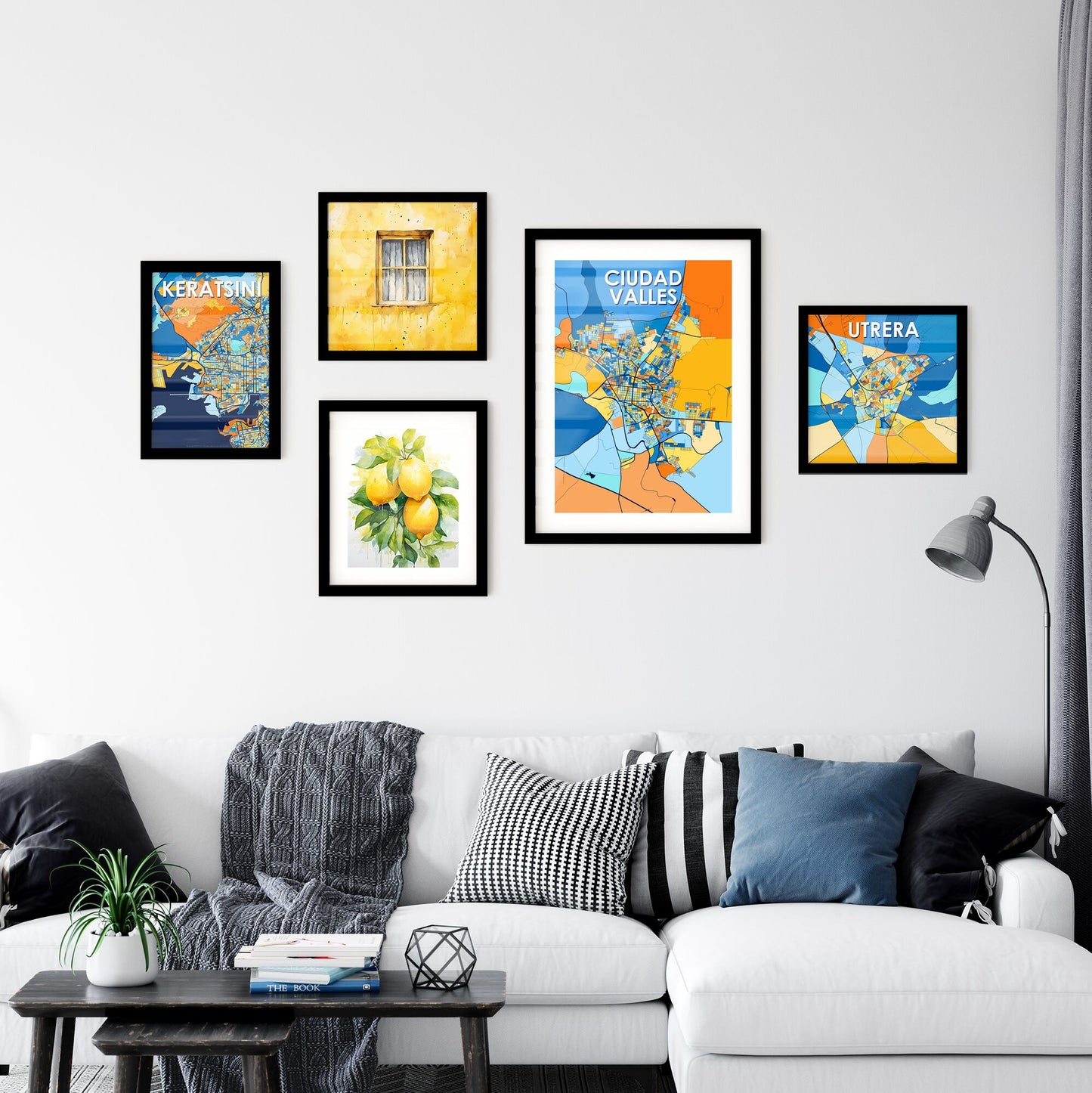 CIUDAD VALLES MEXICO Vibrant Colorful Art Map Poster Blue Orange