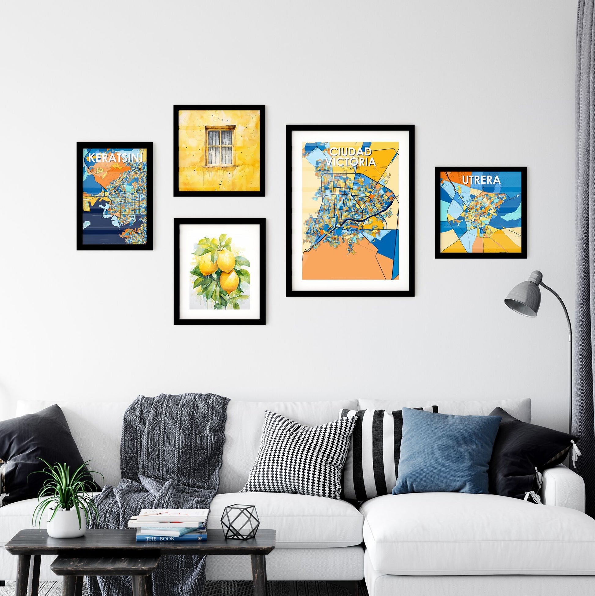 CIUDAD VICTORIA MEXICO Vibrant Colorful Art Map Poster Blue Orange