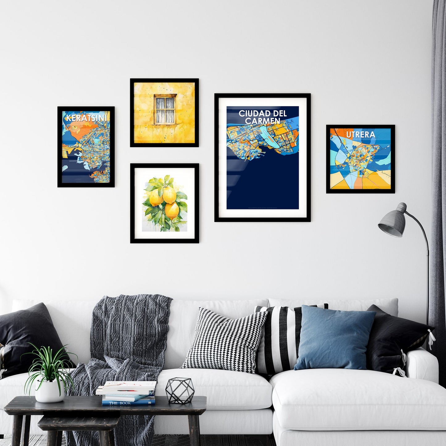 CIUDAD DEL CARMEN MEXICO Vibrant Colorful Art Map Poster Blue Orange