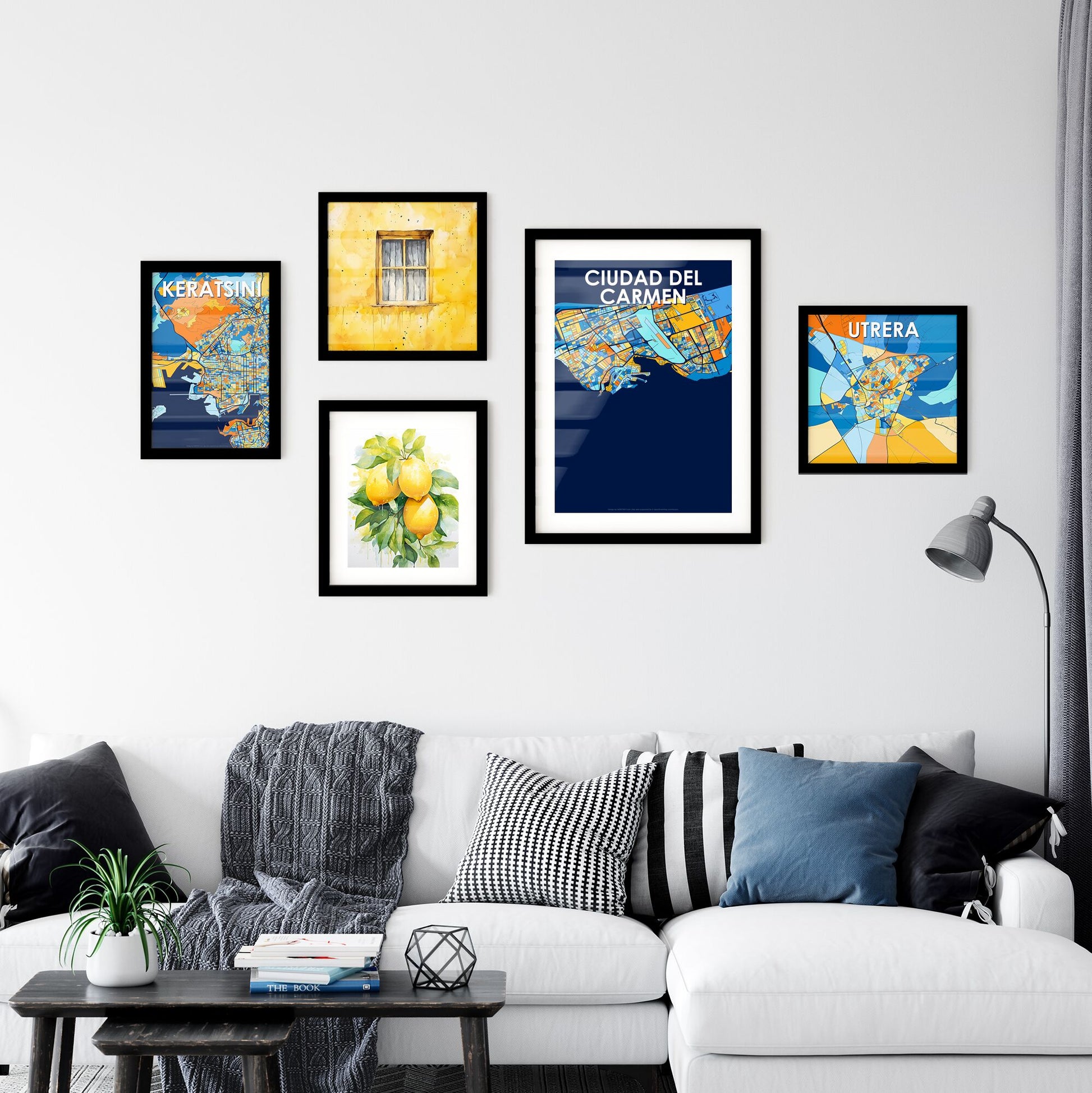 CIUDAD DEL CARMEN MEXICO Vibrant Colorful Art Map Poster Blue Orange