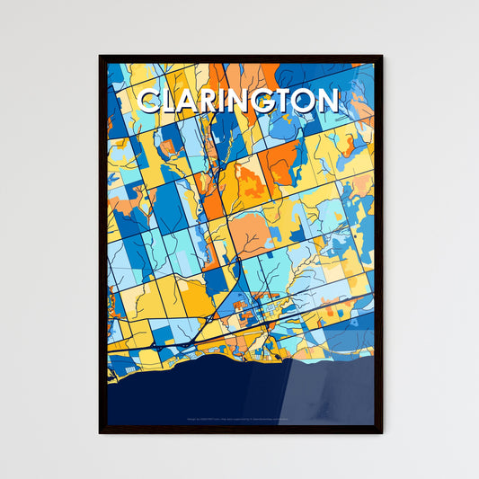 CLARINGTON CANADA Vibrant Colorful Art Map Poster Blue Orange