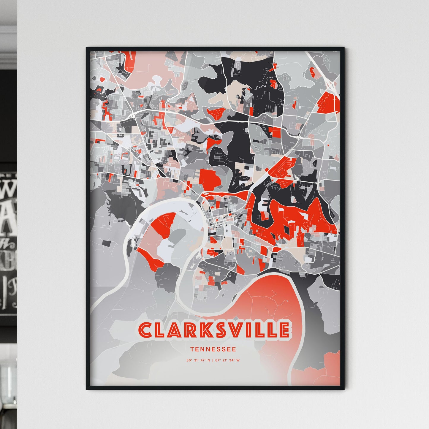 Colorful Clarksville Tennessee Fine Art Map Modern Expressive