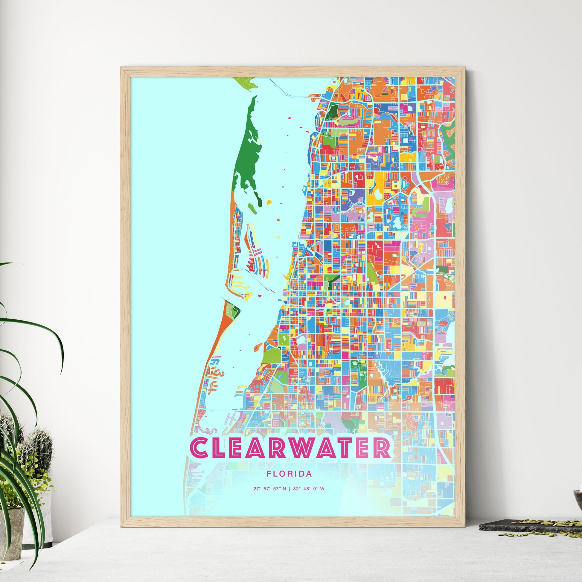 Colorful Clearwater Florida Fine Art Map Crazy Colors