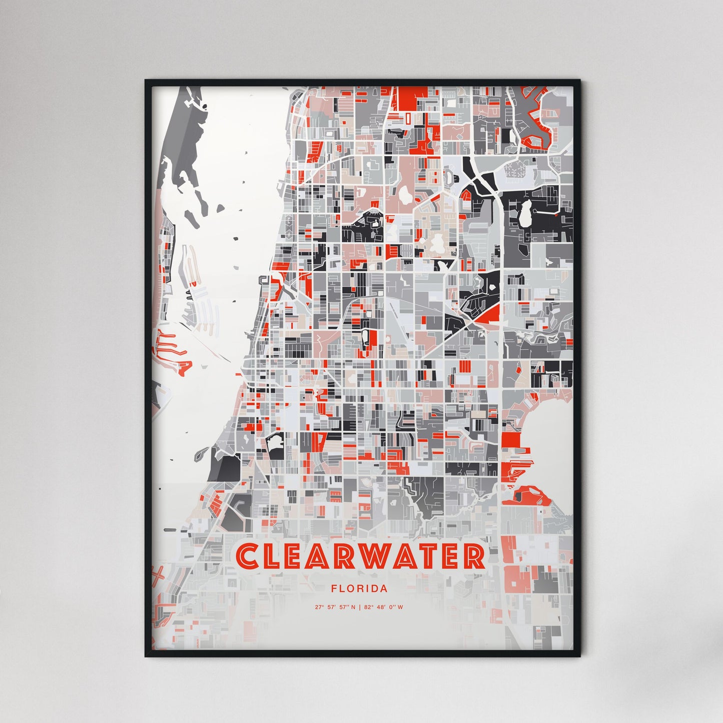 Colorful Clearwater Florida Fine Art Map Modern Expressive