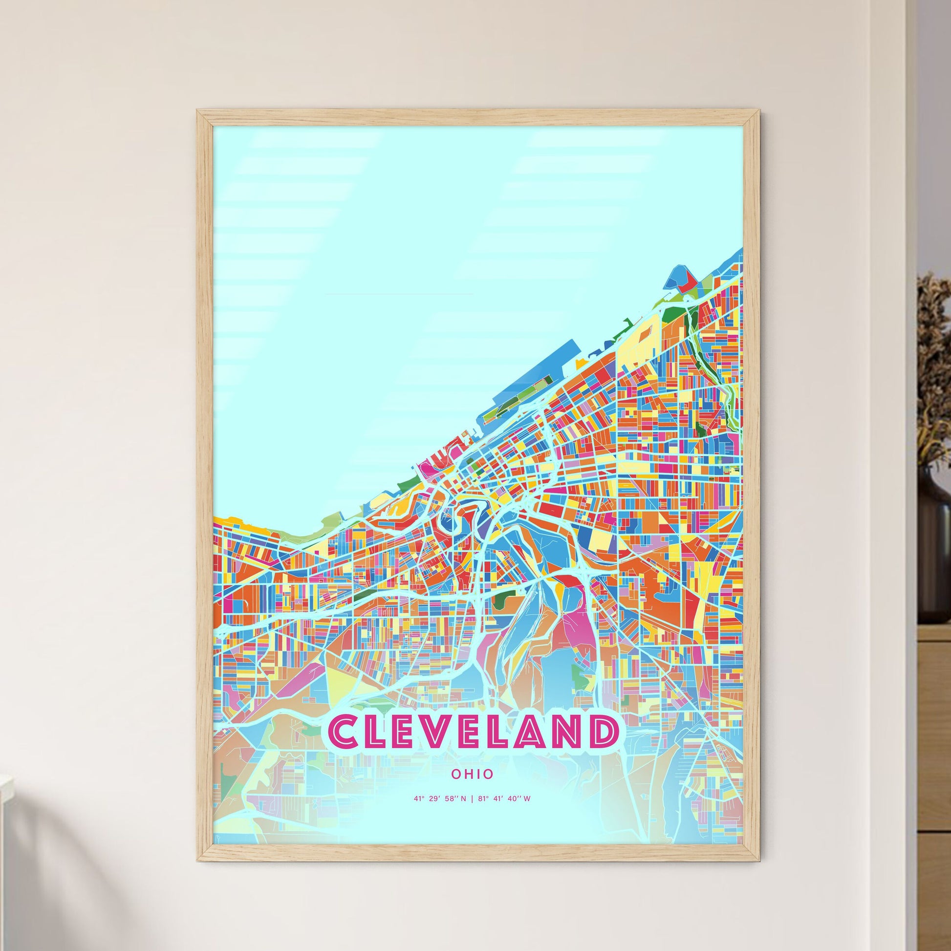 Colorful Cleveland Ohio Fine Art Map Crazy Colors