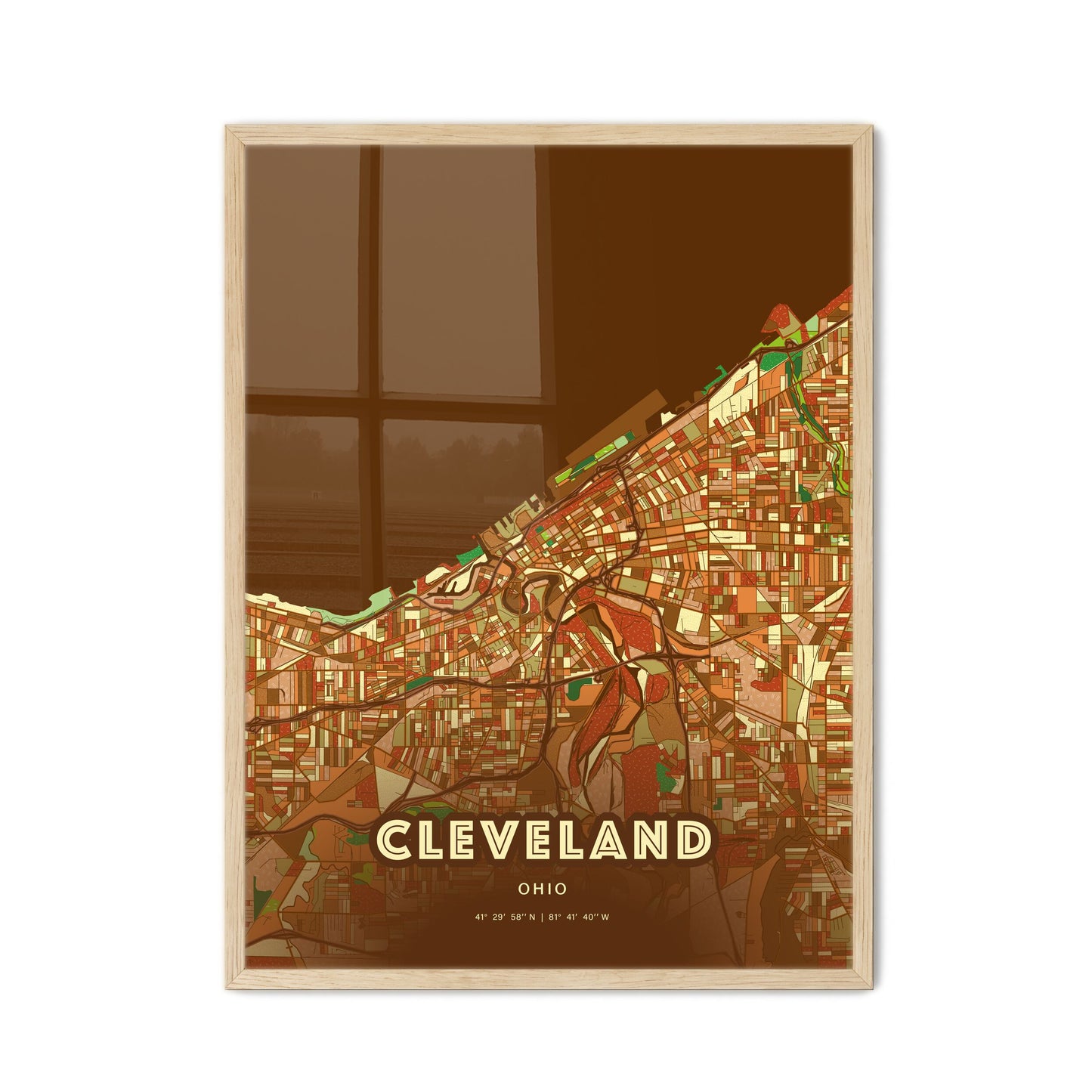 Colorful Cleveland Ohio Fine Art Map Farmhouse