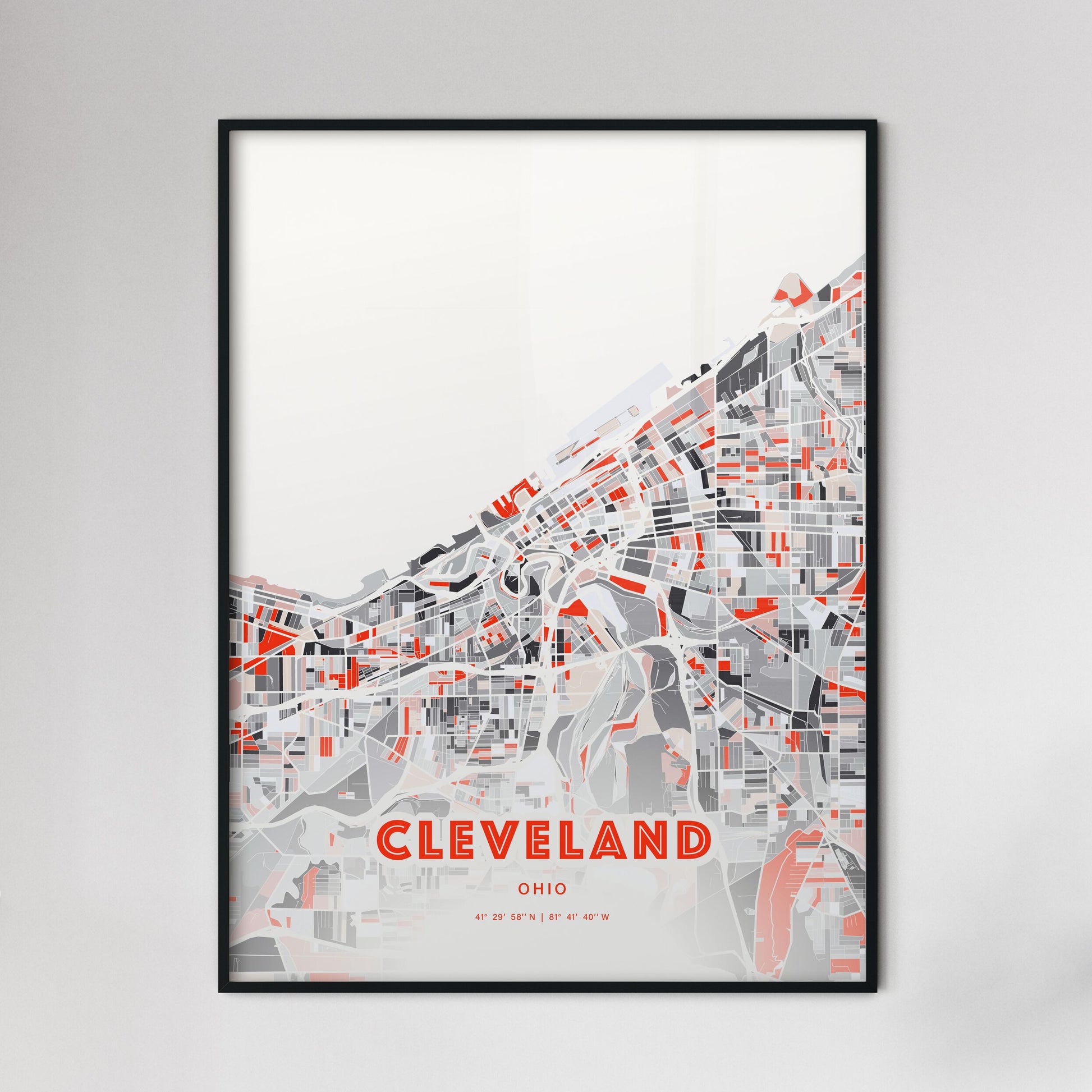 Colorful Cleveland Ohio Fine Art Map Modern Expressive