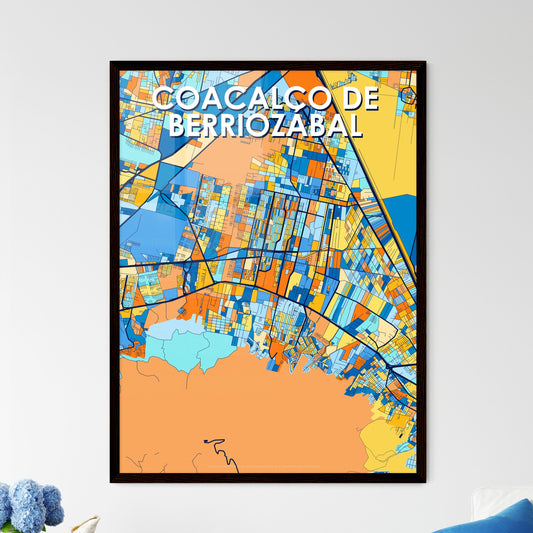 COACALCO DE BERRIOZÁBAL MEXICO Vibrant Colorful Art Map Poster Blue Orange