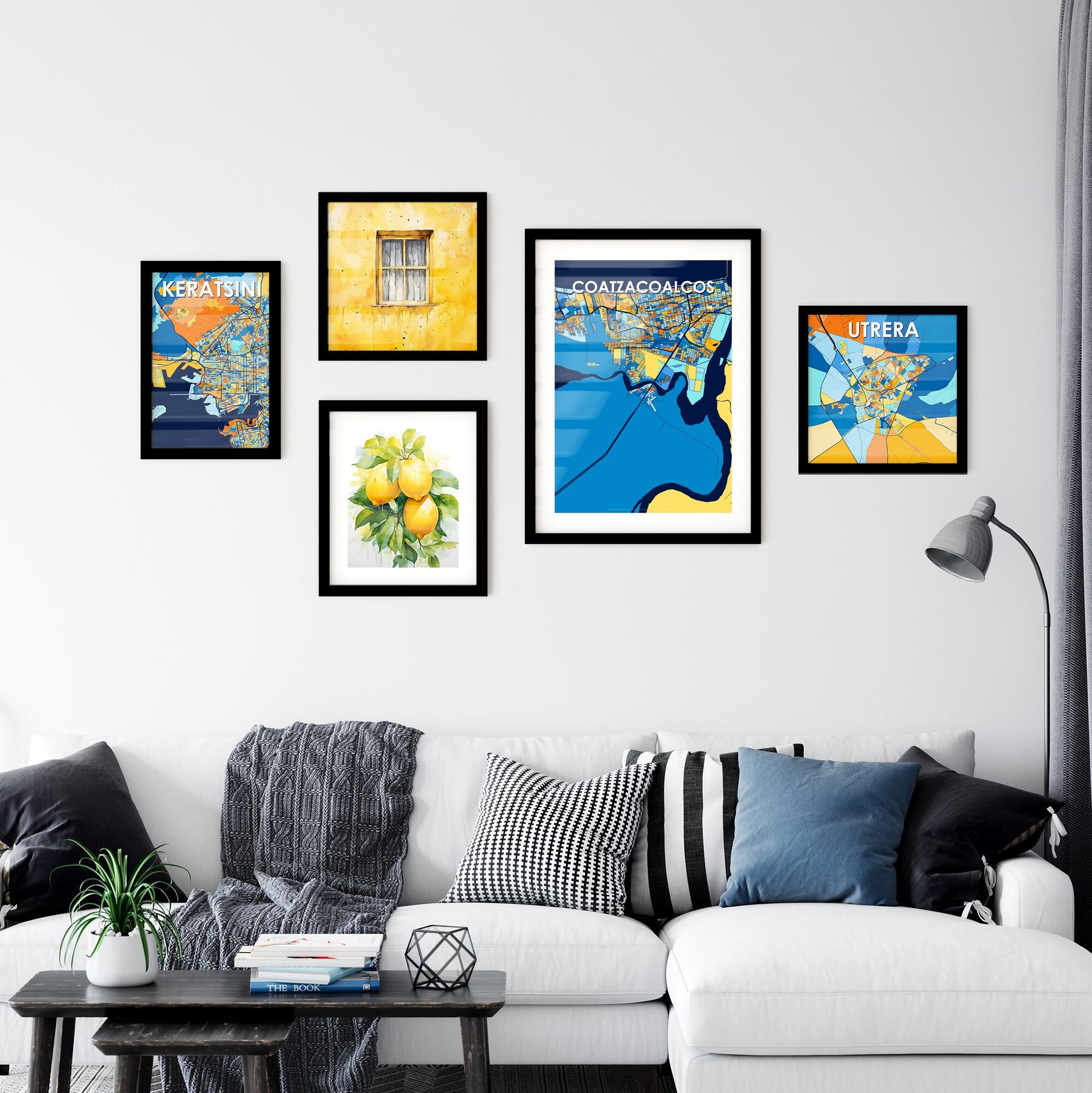 COATZACOALCOS MEXICO Vibrant Colorful Art Map Poster Blue Orange