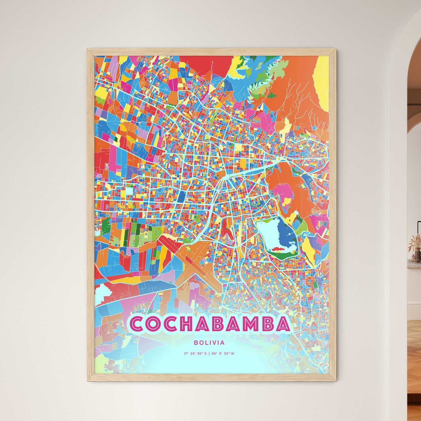 Colorful Cochabamba Bolivia Fine Art Map Crazy Colors