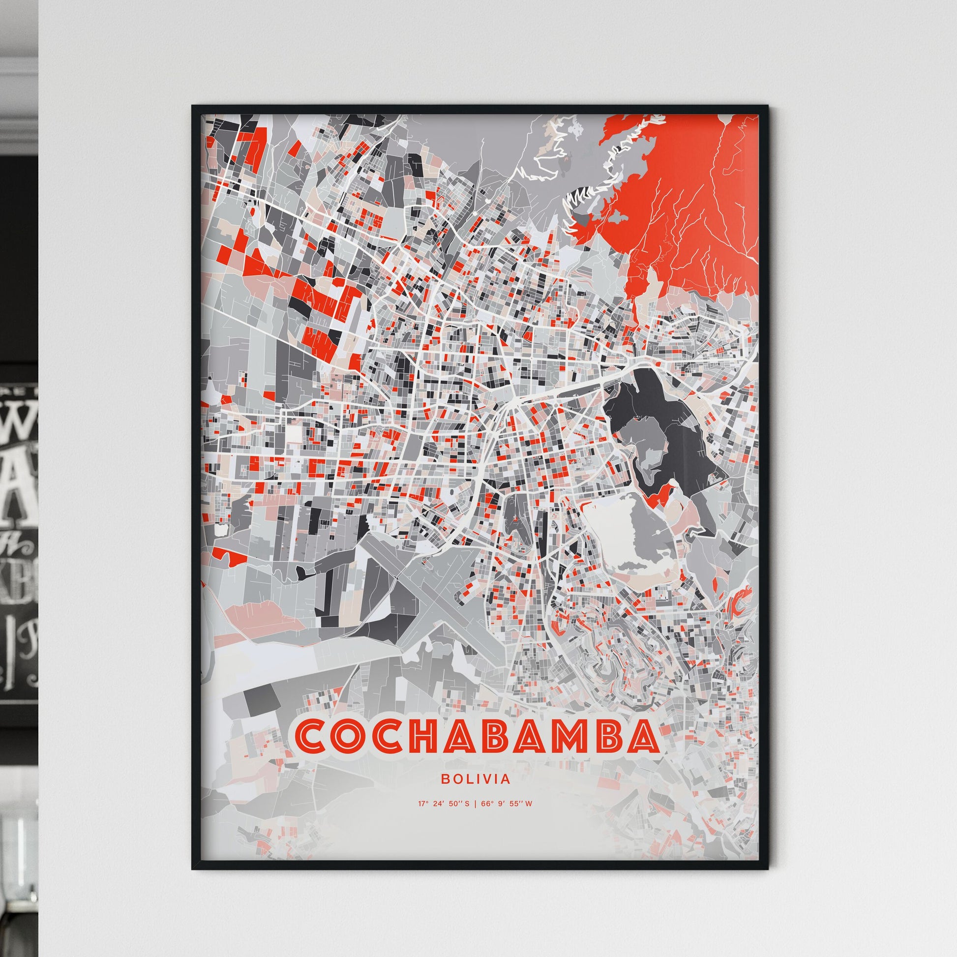 Colorful Cochabamba Bolivia Fine Art Map Modern Expressive