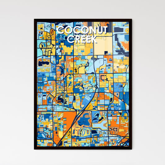 COCONUT CREEK FLORIDA Vibrant Colorful Art Map Poster Blue Orange