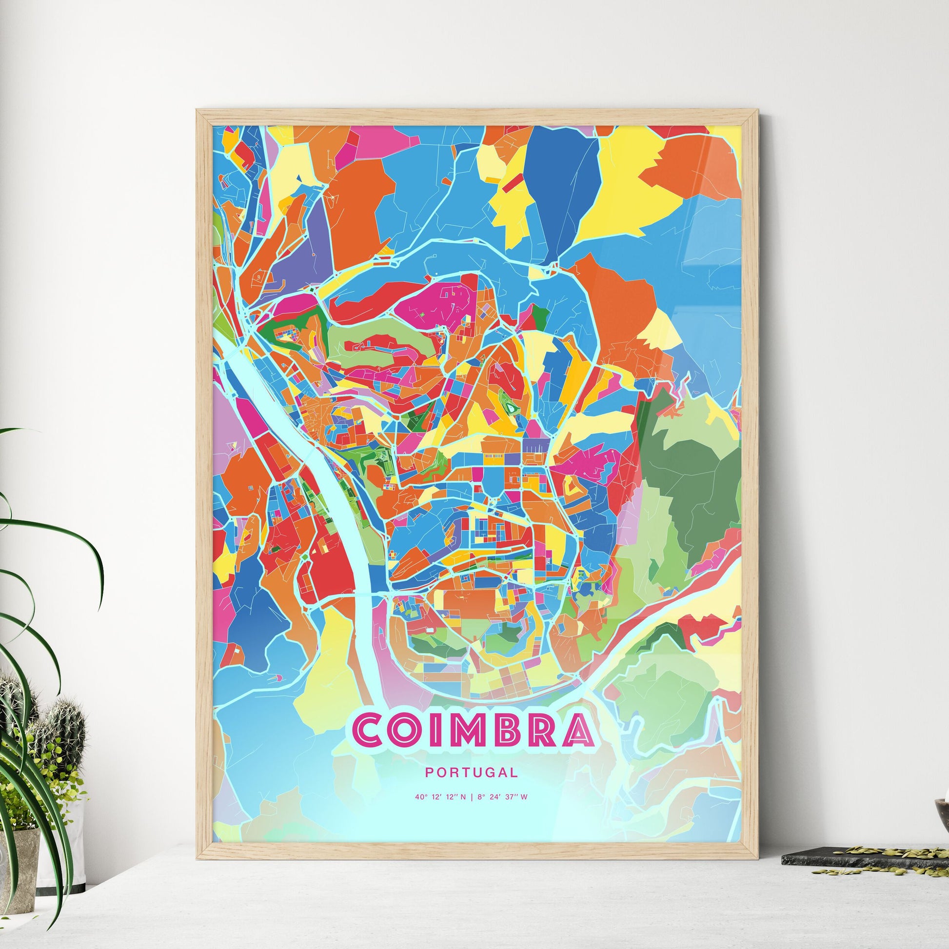 Colorful Coimbra Portugal Fine Art Map Crazy Colors