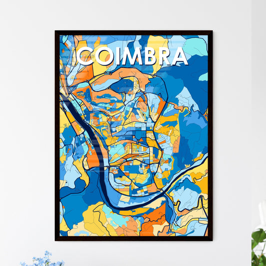 COIMBRA PORTUGAL Vibrant Colorful Art Map Poster Blue Orange