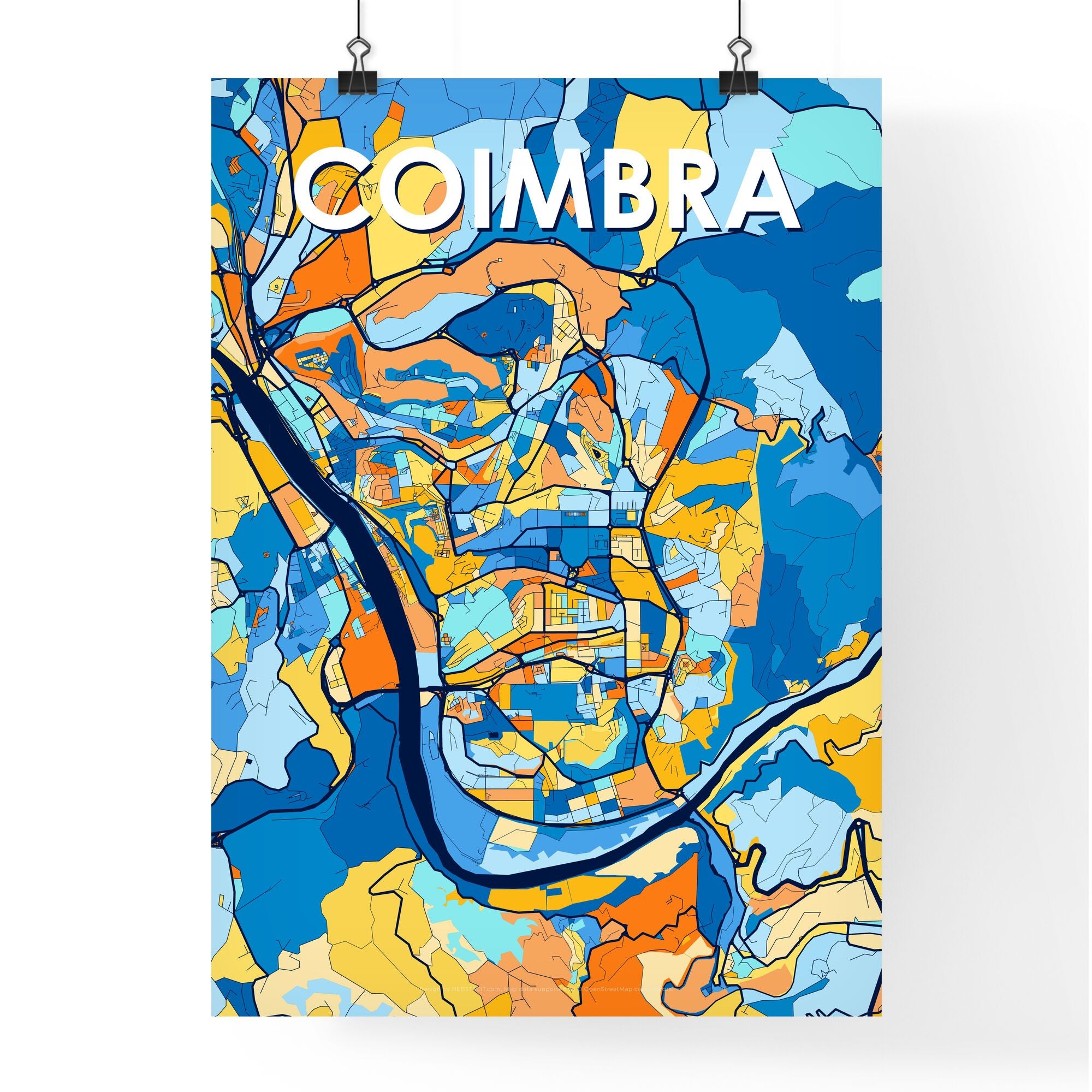 COIMBRA PORTUGAL Vibrant Colorful Art Map Poster by HEBSTREIT