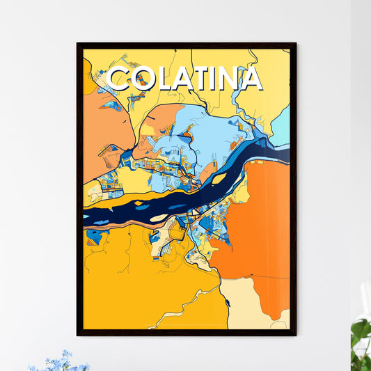 COLATINA BRAZIL Vibrant Colorful Art Map Poster Blue Orange