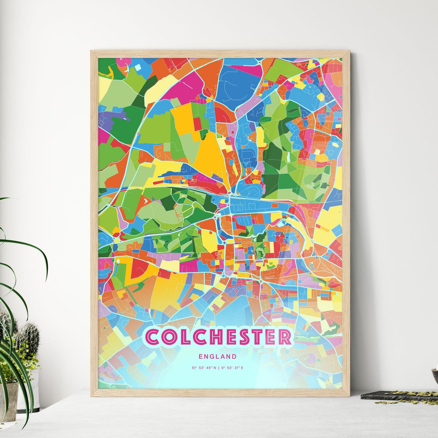 Colorful Colchester England Fine Art Map Crazy Colors