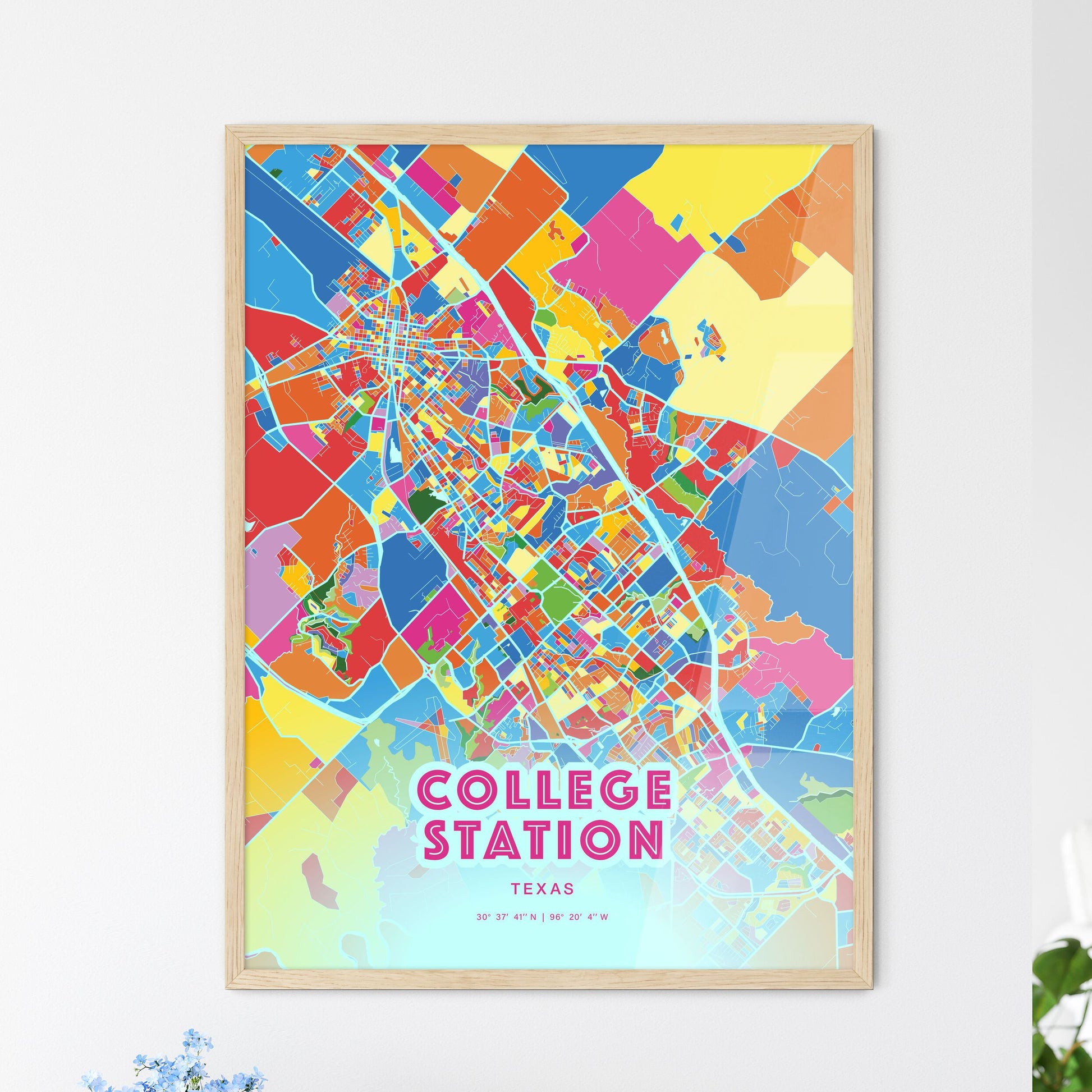 Colorful College Station Texas Fine Art Map Crazy Colors