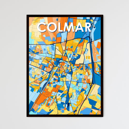 COLMAR FRANCE Vibrant Colorful Art Map Poster Blue Orange