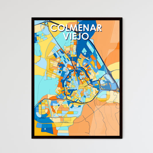 COLMENAR VIEJO SPAIN Vibrant Colorful Art Map Poster Blue Orange