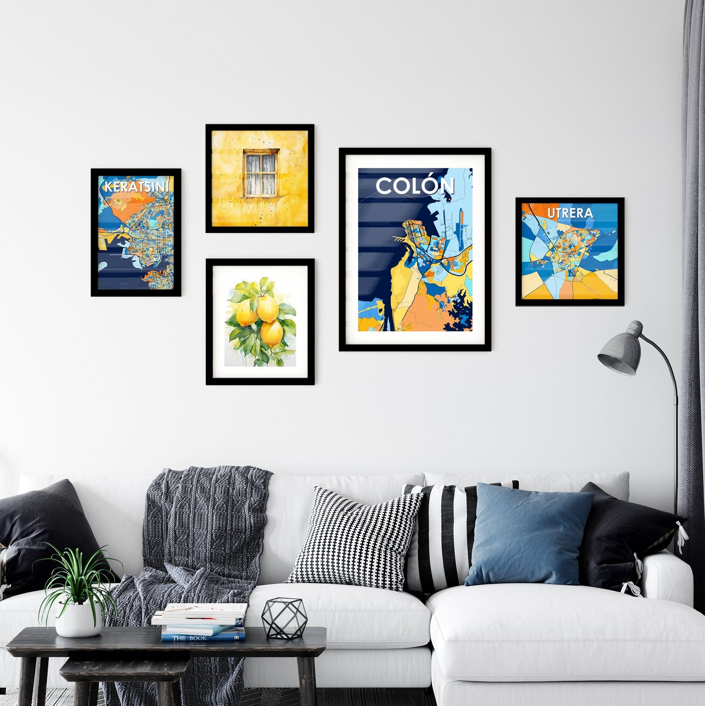 COLÓN PANAMA Vibrant Colorful Art Map Poster Blue Orange