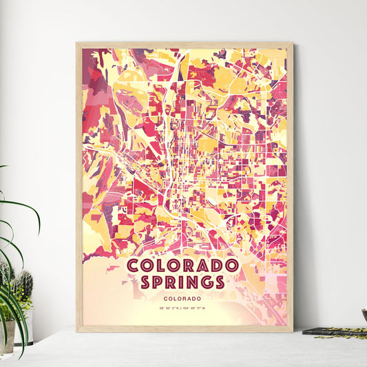 Colorful Colorado Springs Colorado Fine Art Map Hot Red