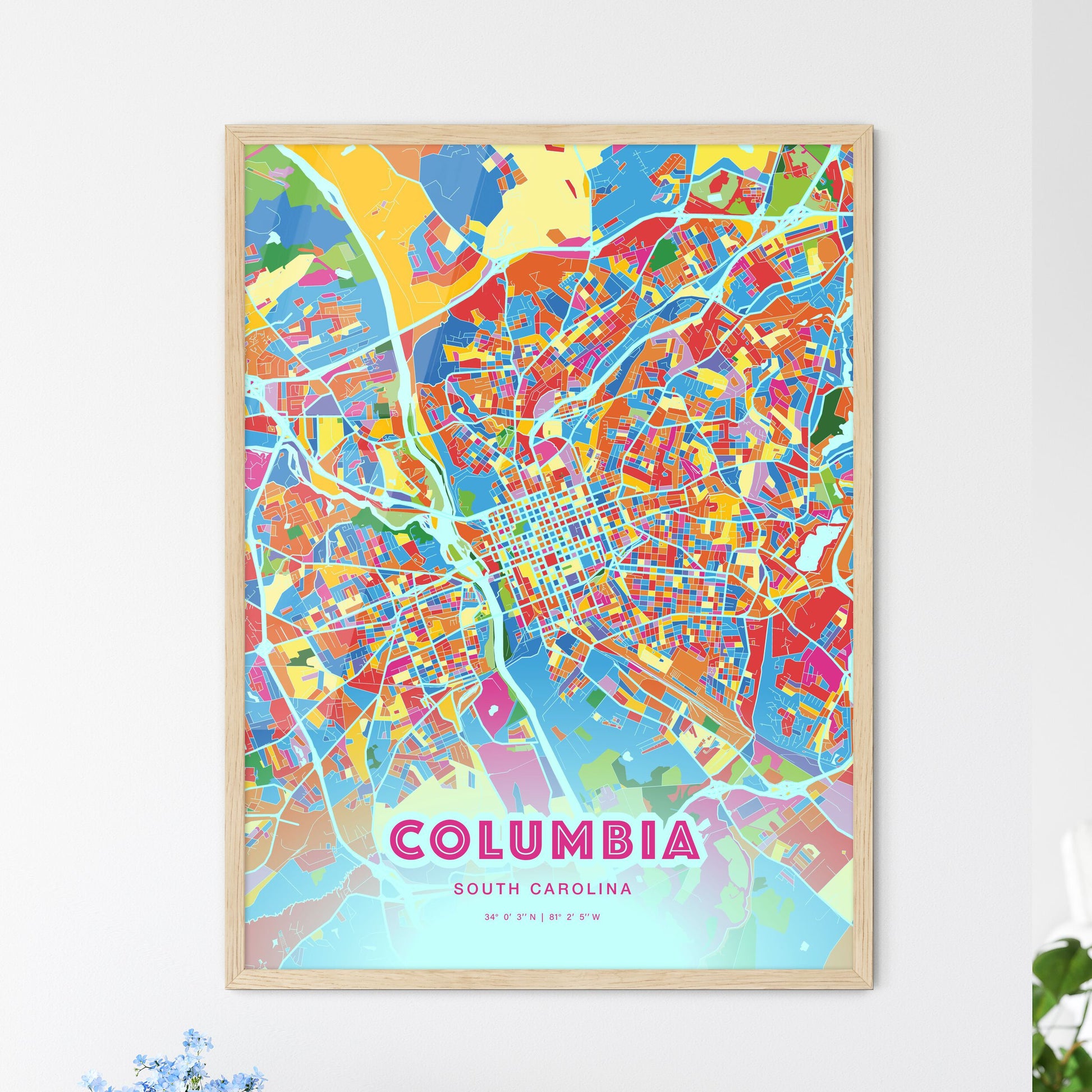 Colorful Columbia South Carolina Fine Art Map Crazy Colors