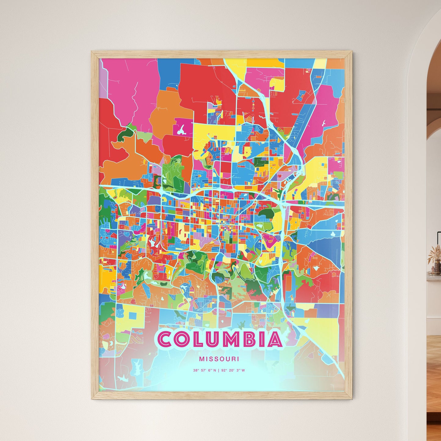 Colorful Columbia Missouri Fine Art Map Crazy Colors