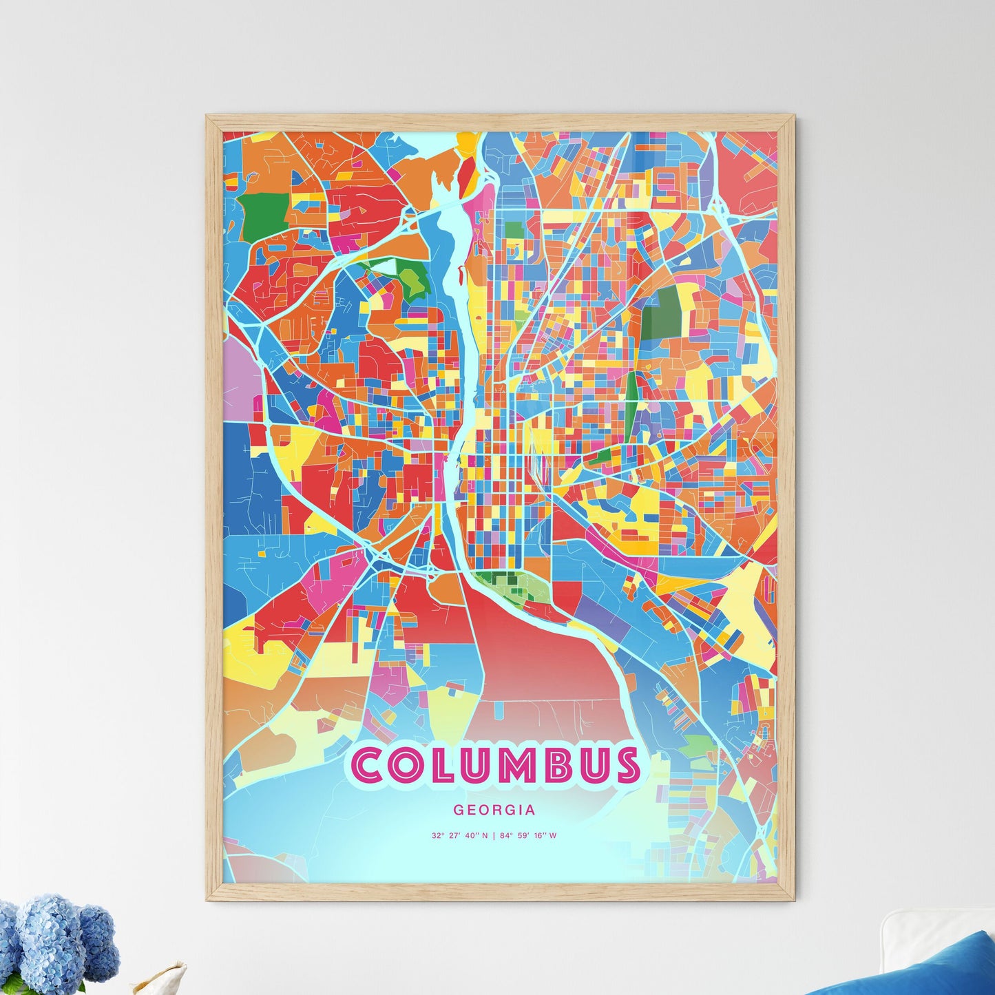 Colorful Columbus Georgia Fine Art Map Crazy Colors