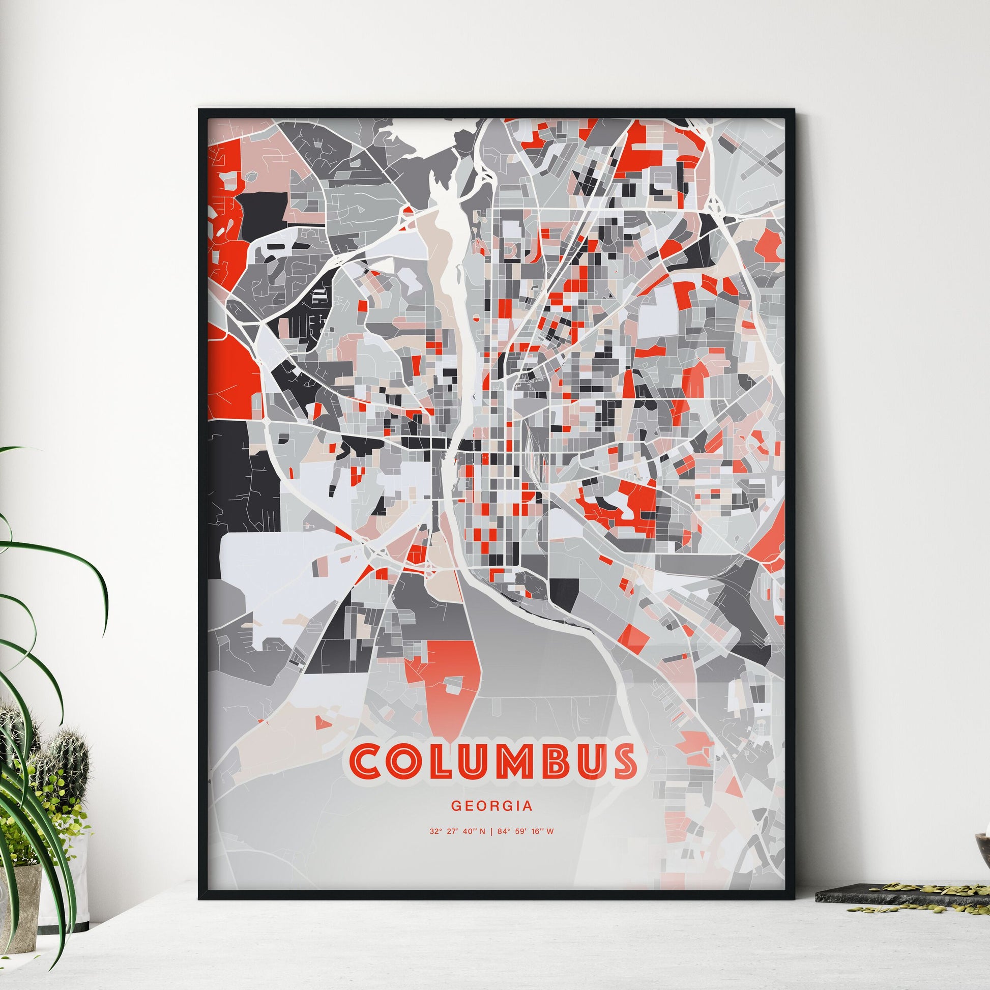Colorful Columbus Georgia Fine Art Map Modern Expressive