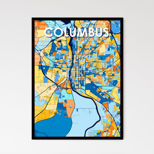 COLUMBUS GEORGIA Vibrant Colorful Art Map Poster Blue Orange