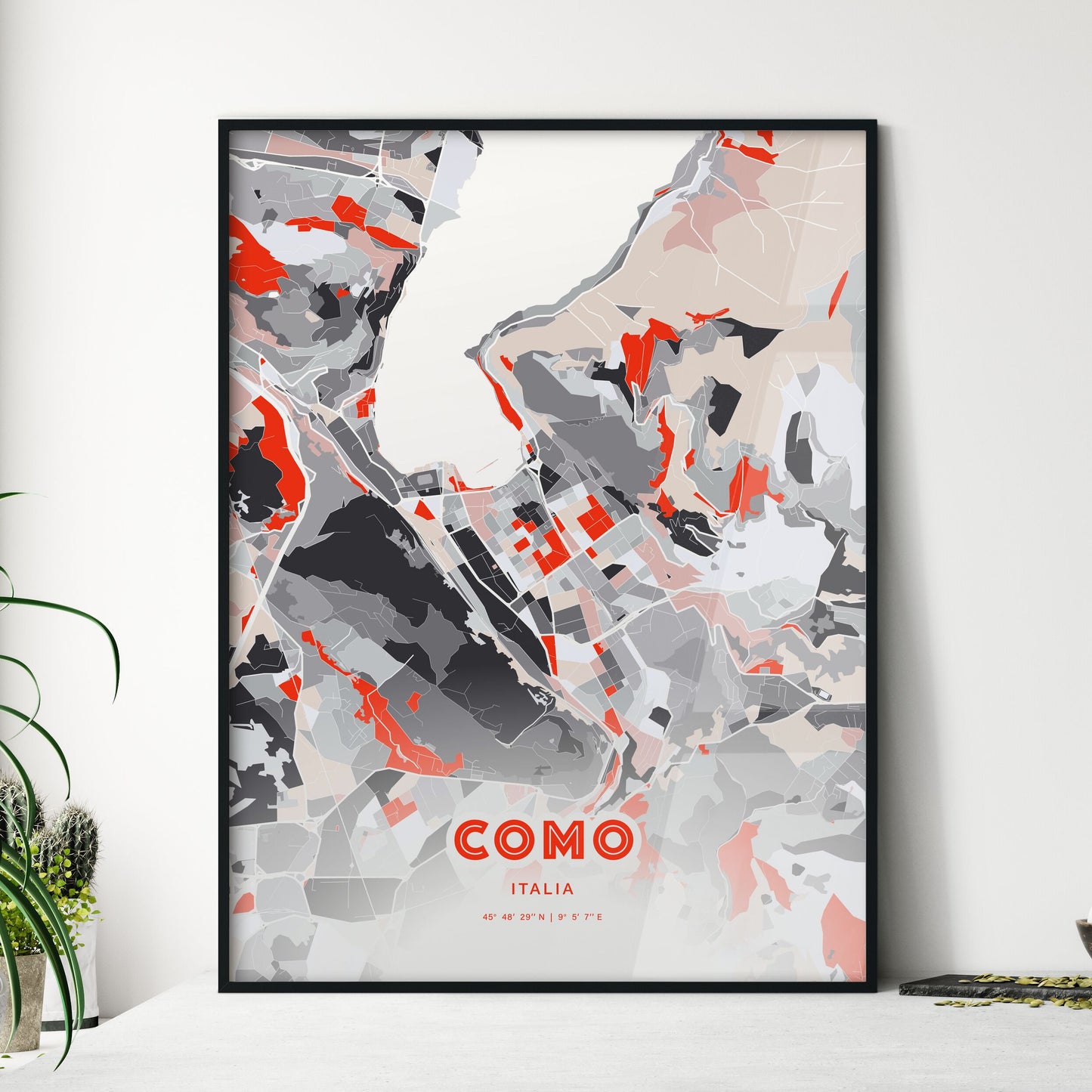 Colorful Como Italy Fine Art Map Modern Expressive