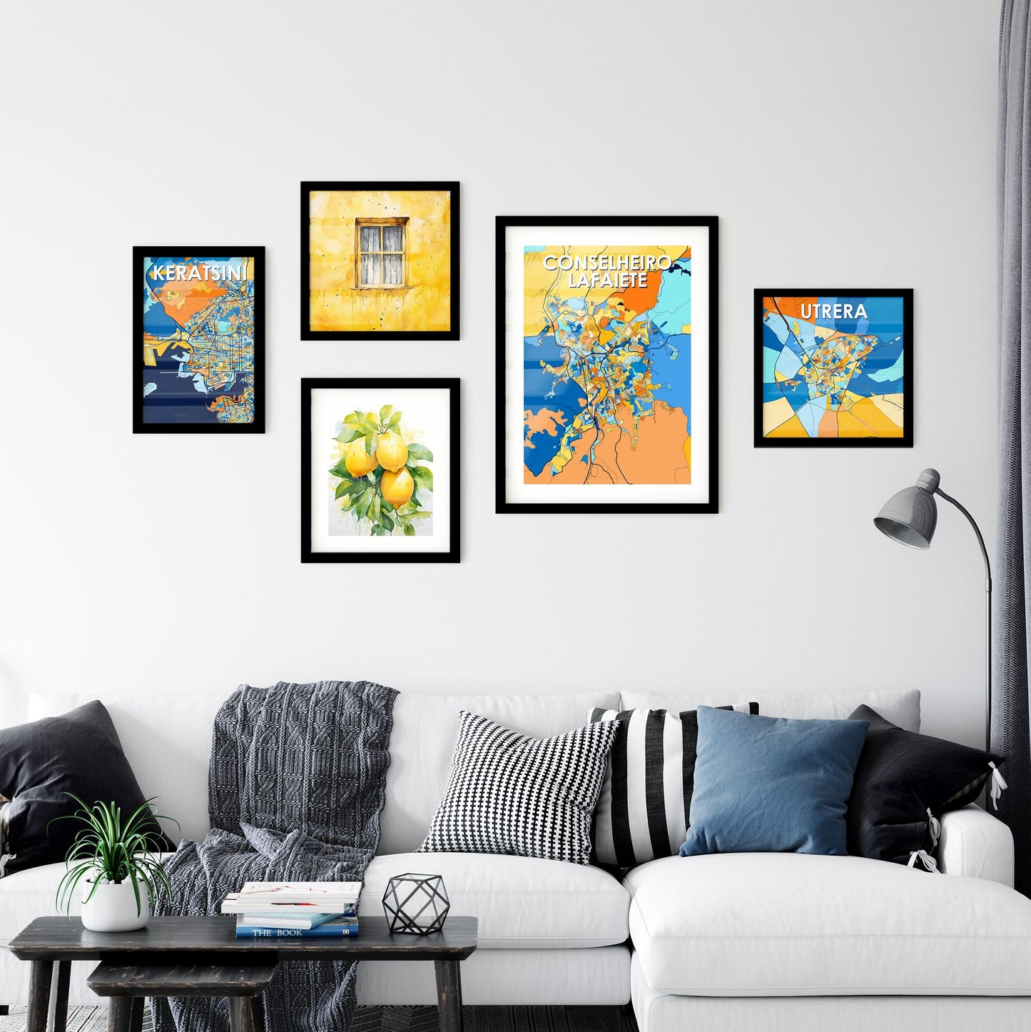 CONSELHEIRO LAFAIETE BRAZIL Vibrant Colorful Art Map Poster Blue Orange