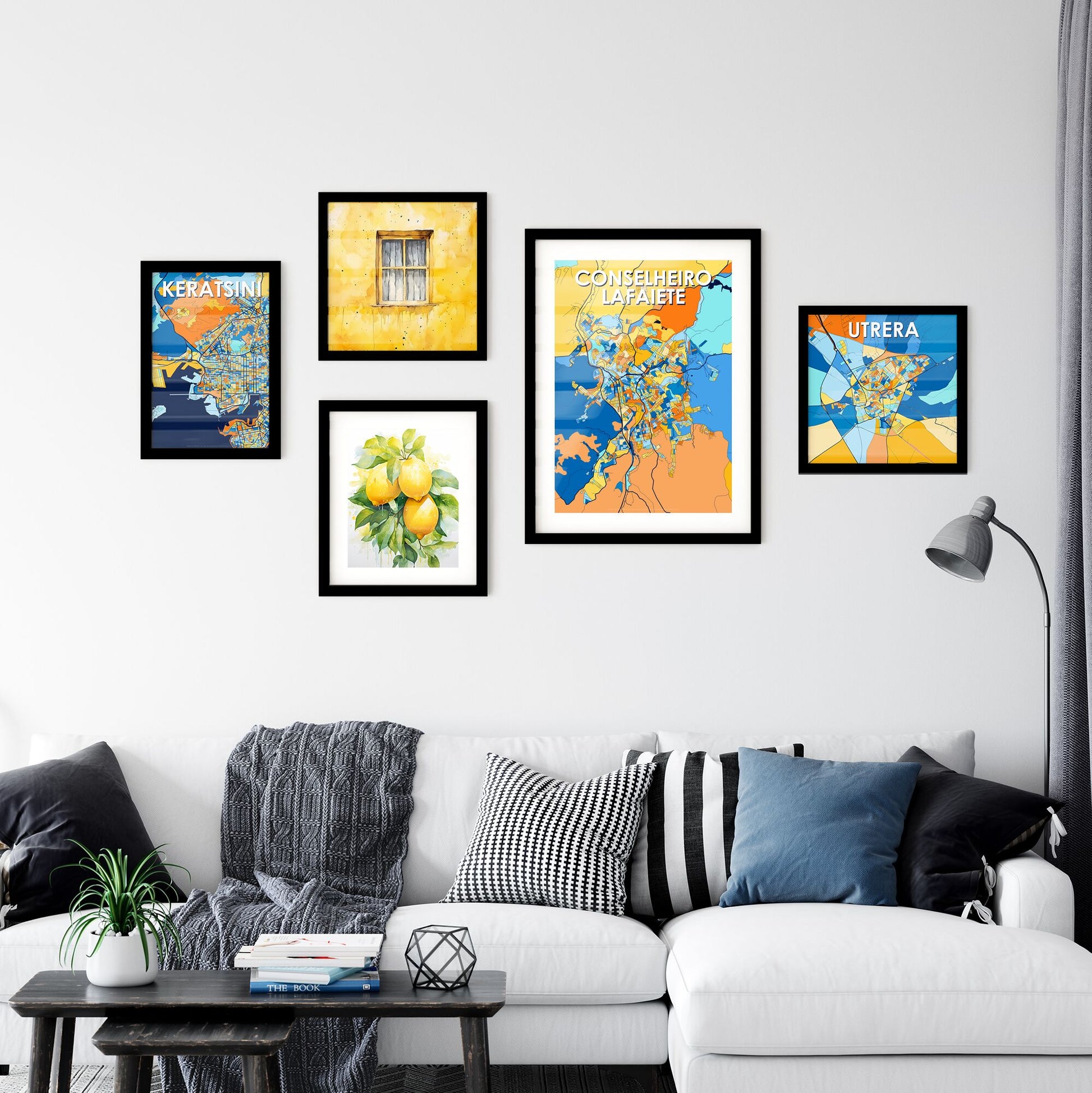 CONSELHEIRO LAFAIETE BRAZIL Vibrant Colorful Art Map Poster Blue Orange